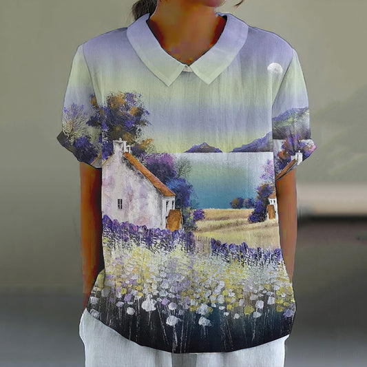 Comstylish Purple Floral Women'S Shirt