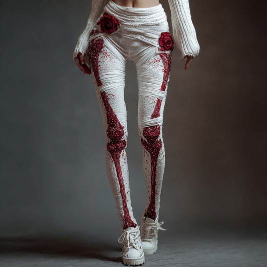 Comstylish Halloween-themed Line Art Women's Knitted Tight-fitting Leggings.