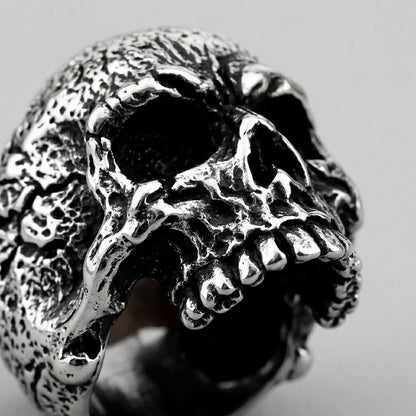Weathered Warrior Skull Ring