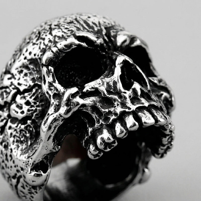 Weathered Warrior Skull Ring