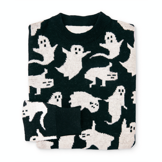 Ghost Print Knitted Pullover Sweater artswardrobe