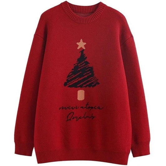 Juana® | Women's oversized knitted sweater with Christmas tree print