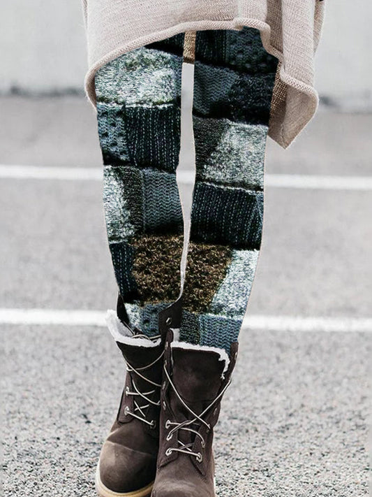 Vintage Frayed Patchwork Cozy Knit Leggings elevenforest