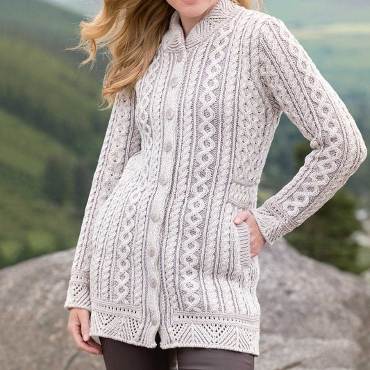 Vintage Two-tone Thick Needle Alan Plated Scallop Sweater Cardigan artswardrobe