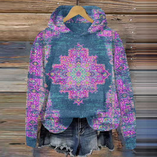 Comstylish Vintage Ethnic Geometric Pattern Hoodie