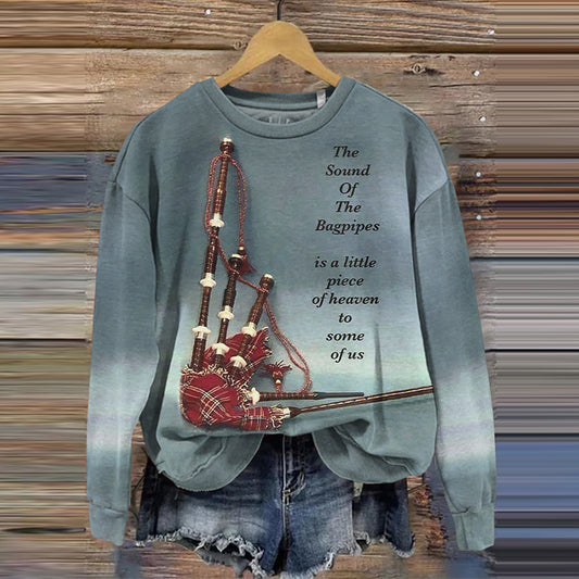 Comstylish Scotland Print Crew Neck Long Sleeve Sweatshirt