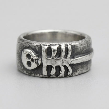 Skull & Spine Skeleton Band Ring
