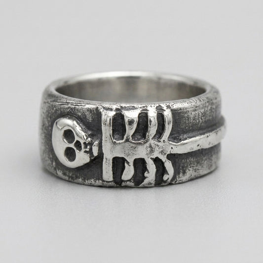 Skull & Spine Skeleton Band Ring
