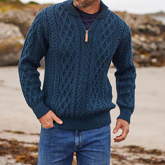 Men's Vintage The Scottish Half-Zip Aran Sweater elevenforest