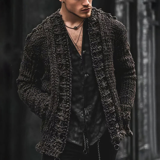 Men's Vintage Chunky Knit Jacquard Cardigan Sweater artswardrobe