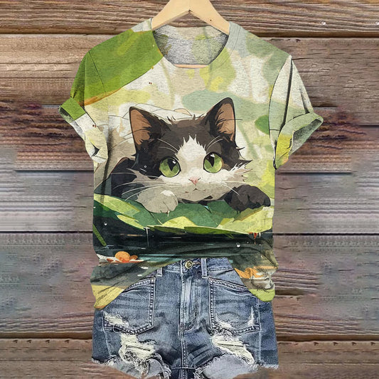 Comstylish Cute Cat Animal Print Women'S T-Shirt