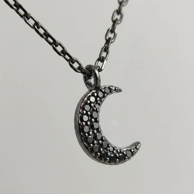 Dark Lunar Shadow Pendant Necklace