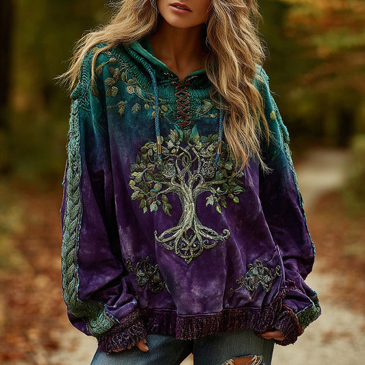 Women's Viking Celtic Knot Tree Of Life Comfort Warm Hoodie artswardrobe