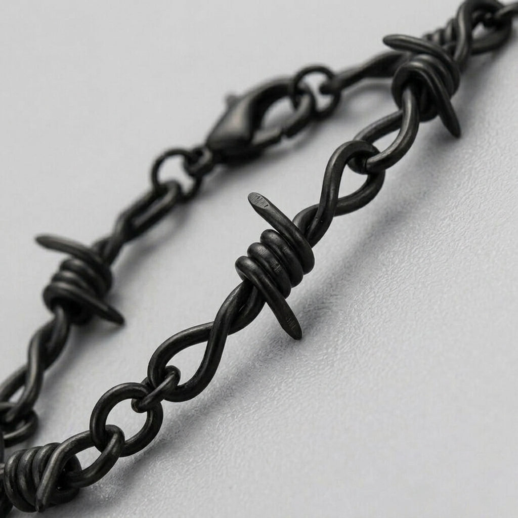 Full Black Barbed Wire Link Bracelet