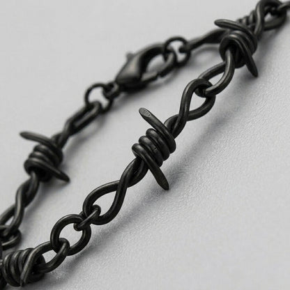 Full Black Barbed Wire Link Bracelet