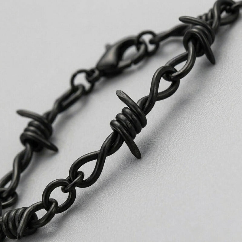 Full Black Barbed Wire Link Bracelet