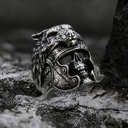 Wolf Helm Skull Gladiator Ring
