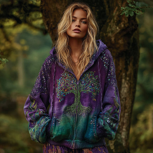 Women's Viking Tree Of Life Comfort Warm Zip Hoodie artswardrobe