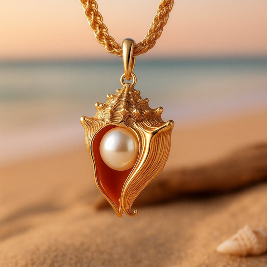 Pearl Nature Shell Gold Necklace