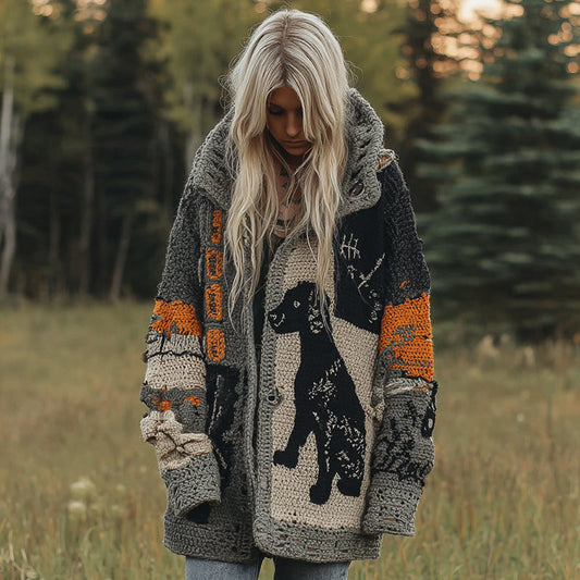 Vintage Dog Cozy Lapel Knit Sweater elevenforest