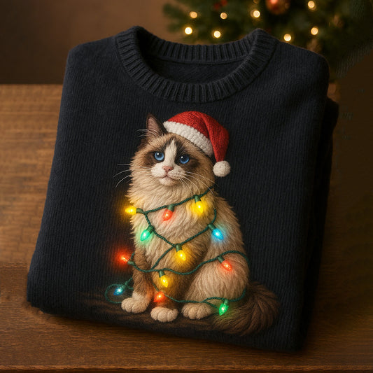 Comstylish Christmas Art Print Crew Neck Sweatshirt