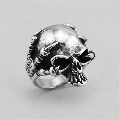 Skull Ring with Clawed Talon Accents