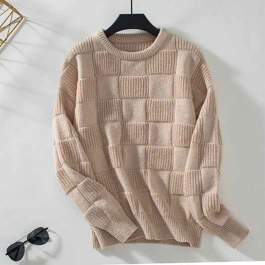 Frida® | Chunky knit sweater with a checkerboard pattern