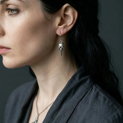 Raven Skull Dark Omen Earrings