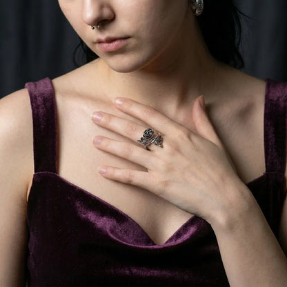 Dark Bloom Thorn Stem Wrap Ring