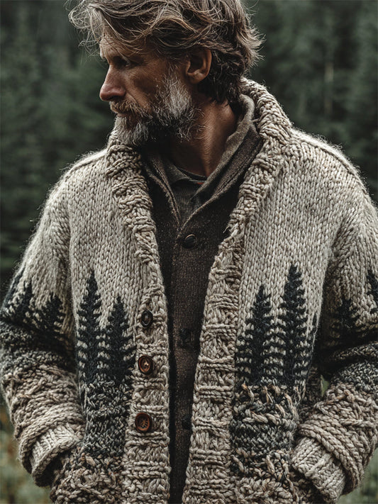 Men's Vintage Forest Inspired Cozy Chunky Cardigan elevenforest