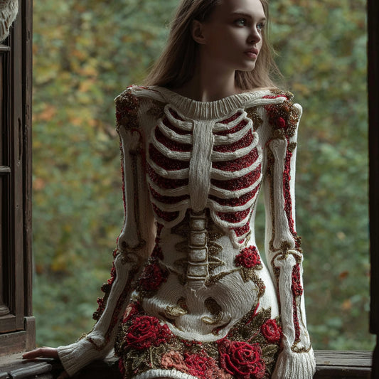 Comstylish Women's Halloween Skeleton Clash Mini Skirt