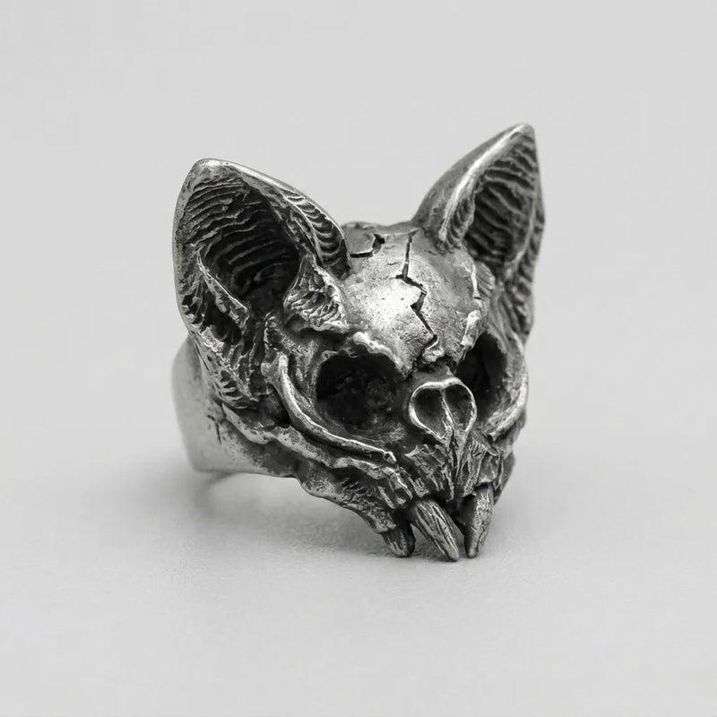 Calvarium Cat Skull Statement Ring