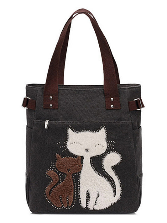 Fuzzy Cats Rhinestone Utility Shoulder Bag elevenforest