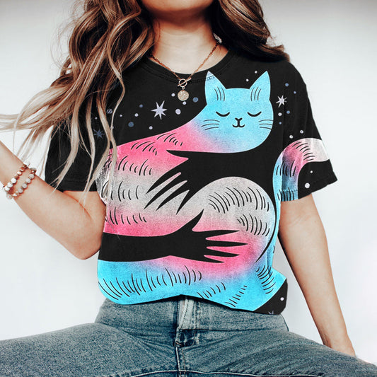 Transgender Cat Hug Lgbt Pride Women's Vintage T-shirt elevenforest