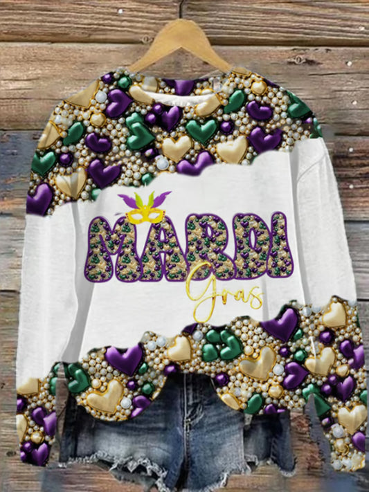 Comstylish Women's Mardi Gras Print Sweatshirt