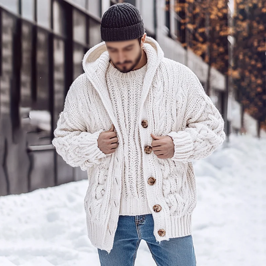 Men'S Rough Textured Buttoned Down Cozy Sweater Cardigan elevenforest