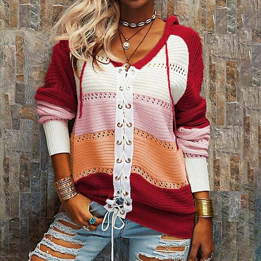 Laura® | Women's sweater with hood and drawstring