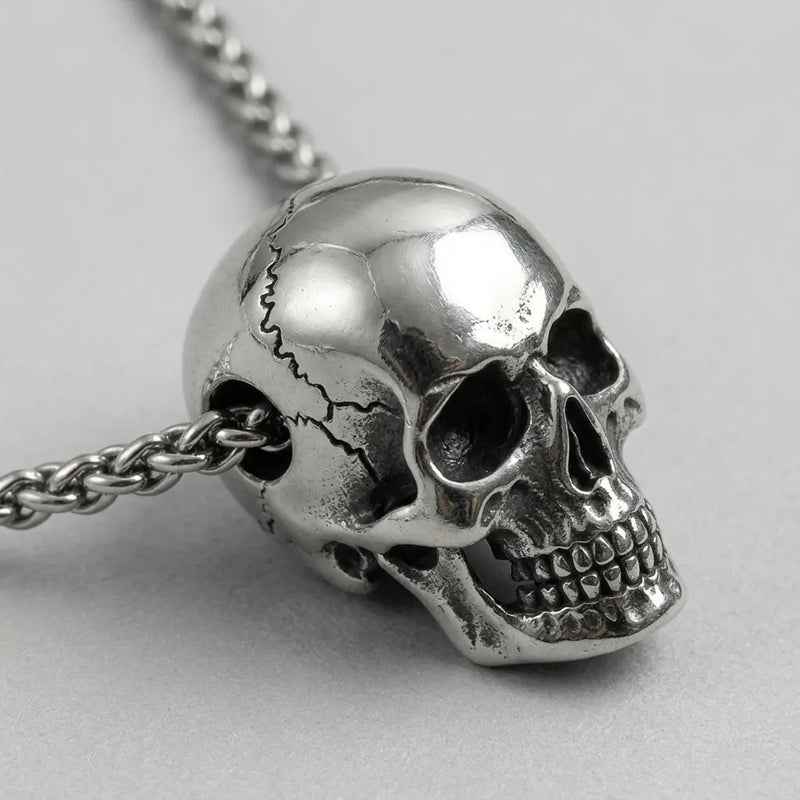 3D Realistic Skull Slider Pendant Necklace