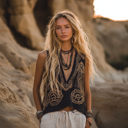 Women's Viking Tribal And Celtic Knot Pattern Art Linen Sleeveless Top artswardrobe