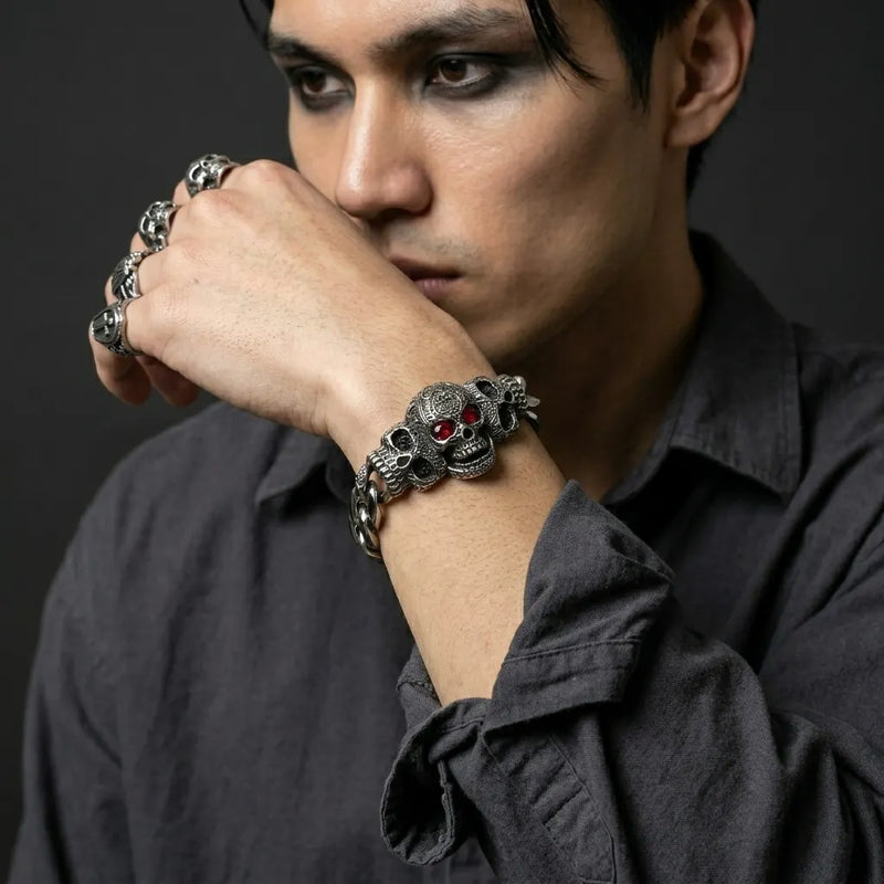 Crimson Gaze Skull Bracelet
