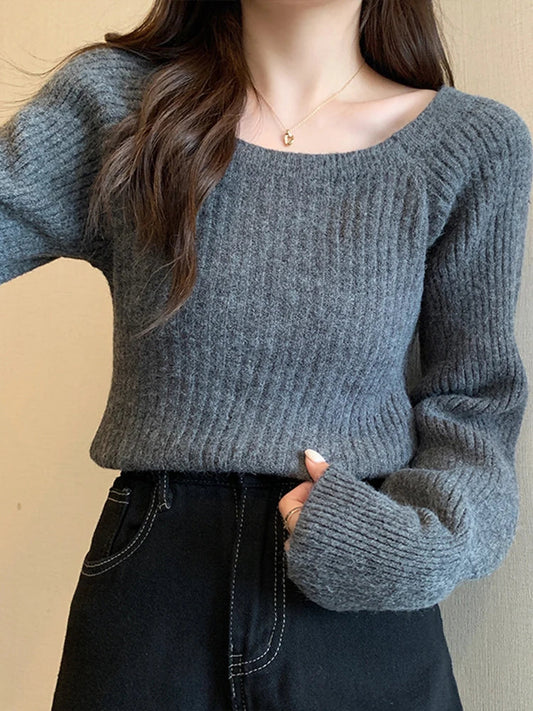 Lucrezia® | Autumn winter women's sweater with long puff sleeves