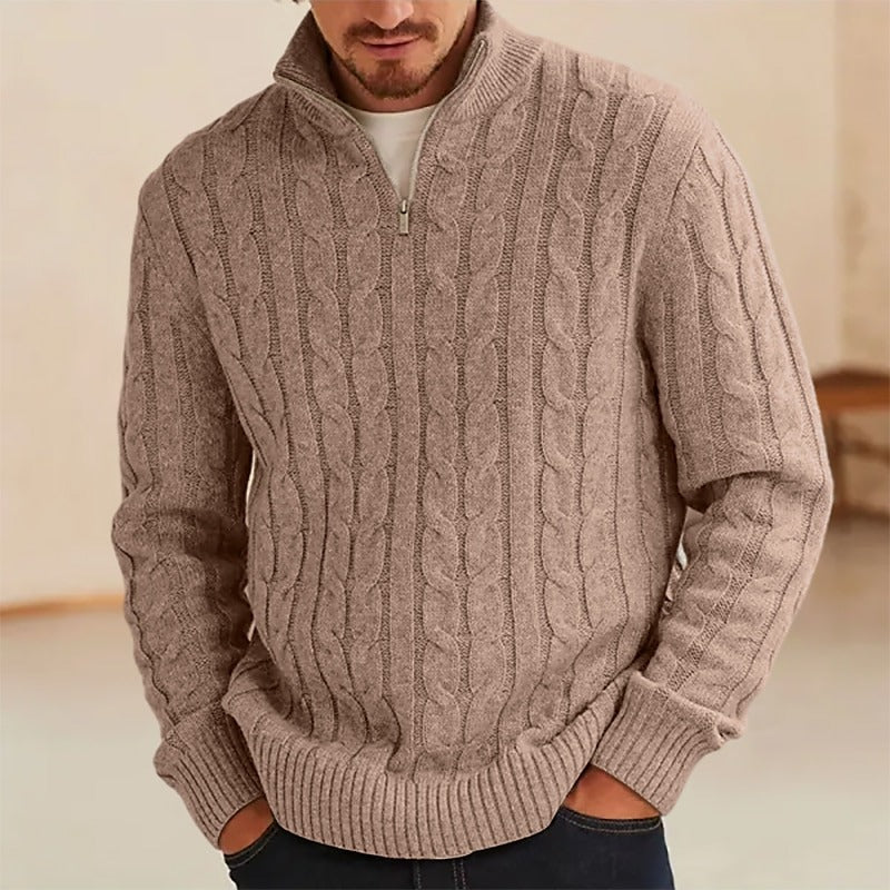 Vintage Knit Warm Jacquard Iceland Half Zip Neck Sweater elevenforest