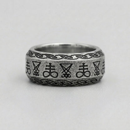 Sigil of Lucifer Leviathan Cross Occult Band Ring