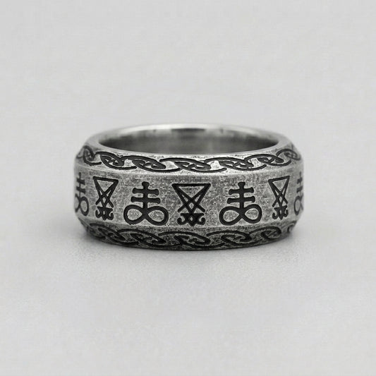 Sigil of Lucifer Leviathan Cross Occult Band Ring