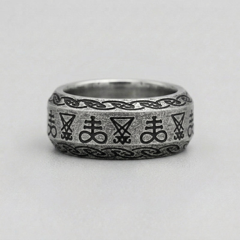 Sigil of Lucifer Leviathan Cross Occult Band Ring