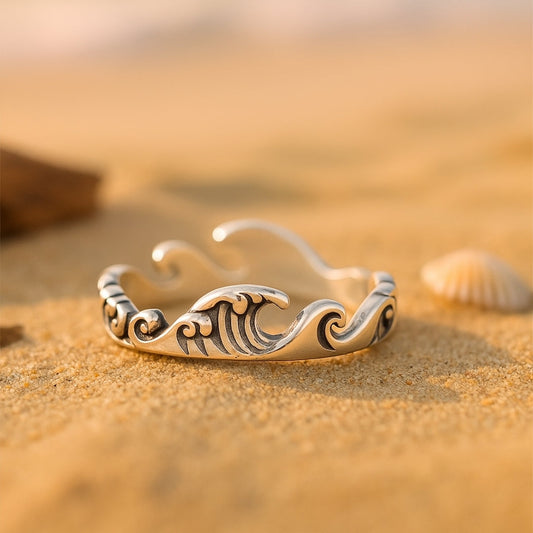 Ocean Wavy Silver Ring
