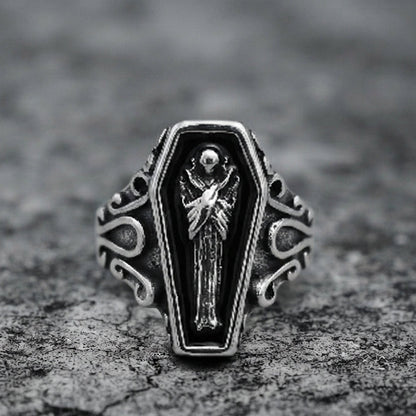 Grim Reaper Coffin Signet Ring