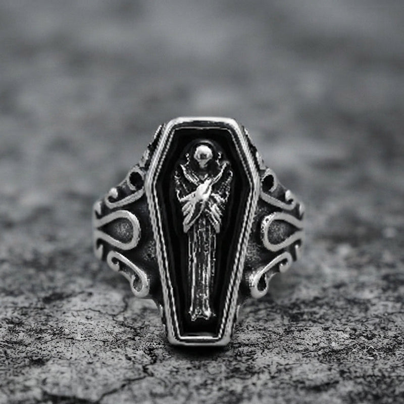 Grim Reaper Coffin Signet Ring