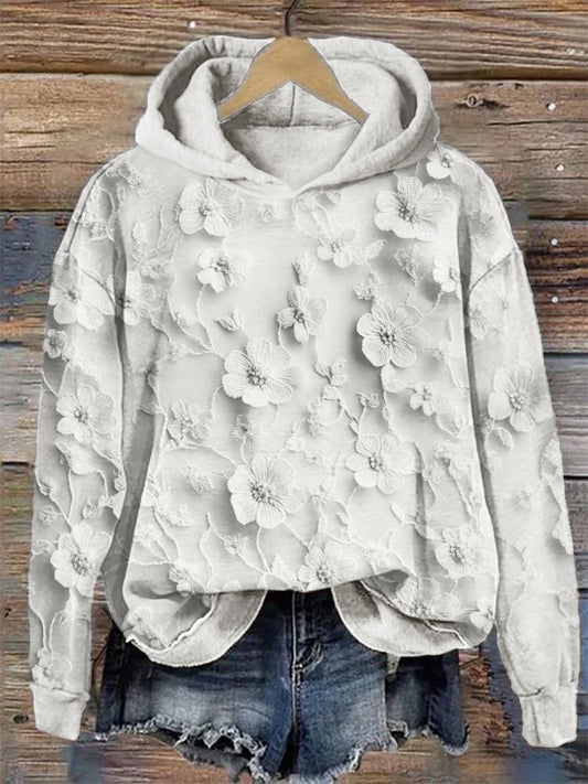 Comstylish 3d Floral Embroidered Lace Cozy Hoodie