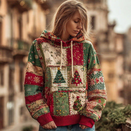 Comstylish Women's Christmas Patchwork Casual Hoodie